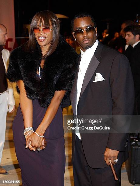 Naomi Campbell & Sean "P. Diddy" Combs during 2002 Vanity Fair Oscar Party Hosted by Graydon Carter - Arrivals at Mortons Restaurant in Beverly...