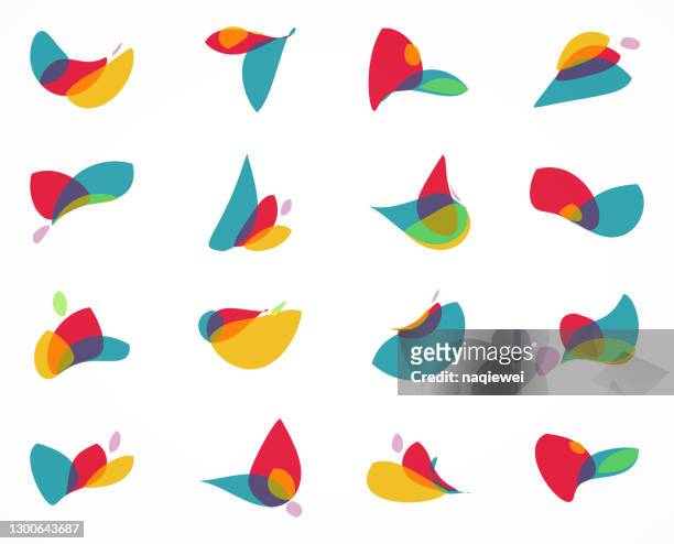 abstrakte farben verdreht floral muster icon sammlung für design - völlig lichtdurchlässig stock-grafiken, -clipart, -cartoons und -symbole