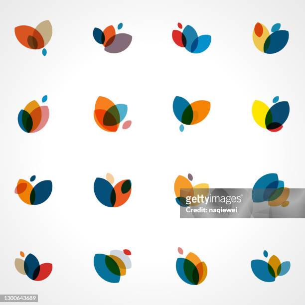abstract colors floral pattern icon collection - abstract logo stock illustrations