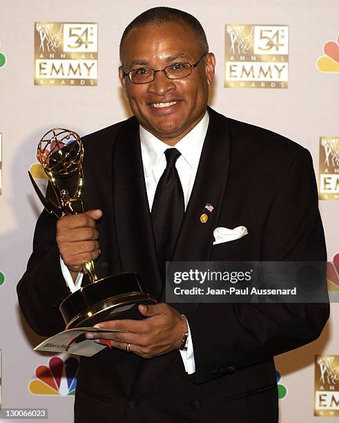 Larry Wilmore, winner for Best Writing for a Comedy Series, "The Bernie Mac Show", at the 54th Annual Emmy Awards
