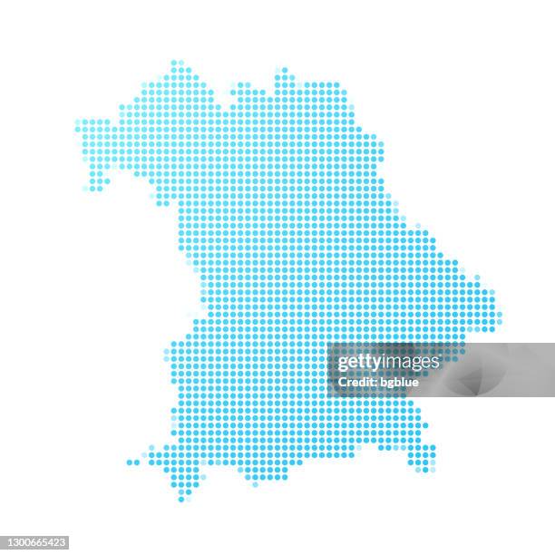bavaria map in blue dots on white background - munich stock illustrations