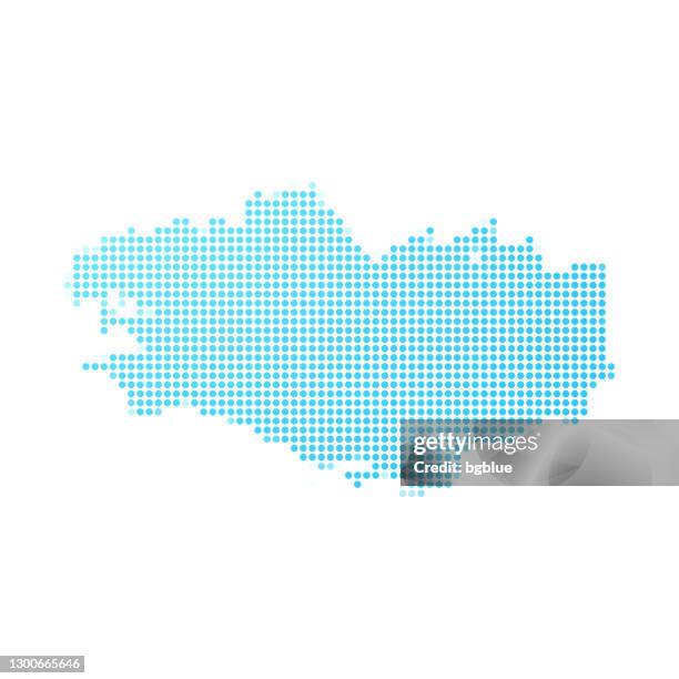 ilustraciones, imágenes clip art, dibujos animados e iconos de stock de mapa de bretaña en puntos azules sobre fondo blanco - rennes france