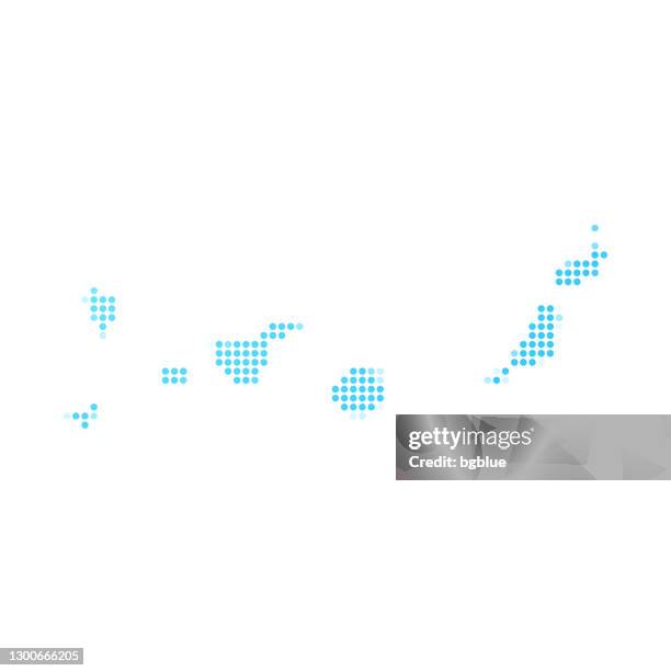 canary islands map in blue dots on white background - canary stock illustrations