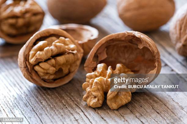 walnuts close-up - walnuts stock pictures, royalty-free photos & images