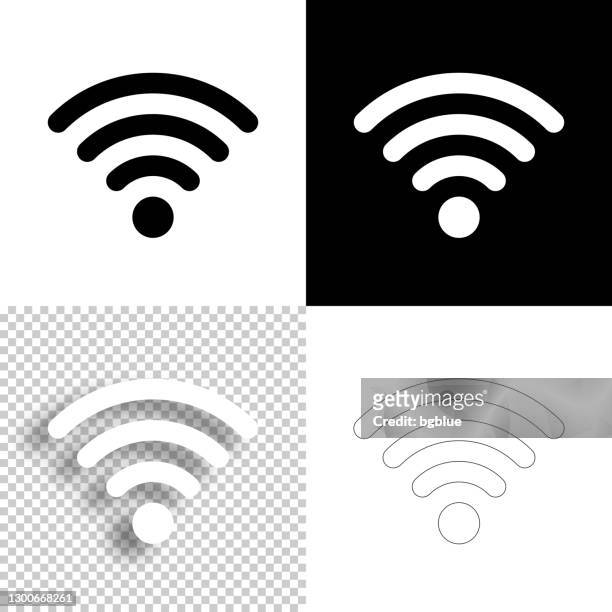 ilustrações de stock, clip art, desenhos animados e ícones de wifi. icon for design. blank, white and black backgrounds - line icon - traçado de recorte