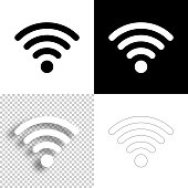 Wifi. Icon for design. Blank, white and black backgrounds - Line icon