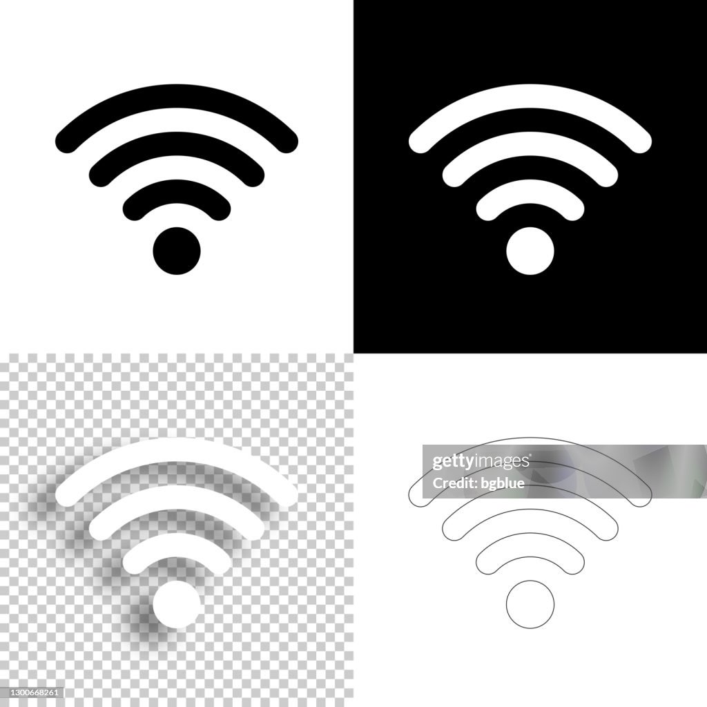 Wifi. Icon for design. Blank, white and black backgrounds - Line icon