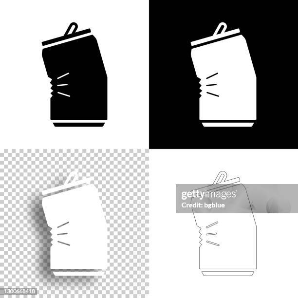 crushed can. icon for design. blank, white and black backgrounds - line icon - drink can stock illustrations
