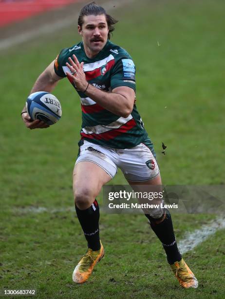 Kobus Van Wyk of Leicester Tigers in action during the Gallagher Premiership Rugby match between Leicester Tigers and Worcester Warriors at Welford...