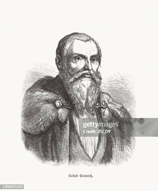 lucas cranach the elder (1472-1553), german painter, woodcut, published 1893 - lucas cranach the elder stock illustrations