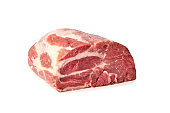 Raw pork shoulder on white background