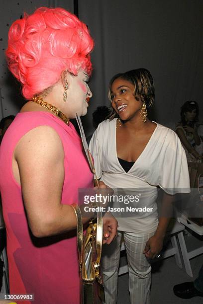 Brandywine and T-Boz during Mercedes-Benz Fashion Week Spring 2004 - Heatherette - Front Row and Backstage at MAO Space at Atlas in New York City,...