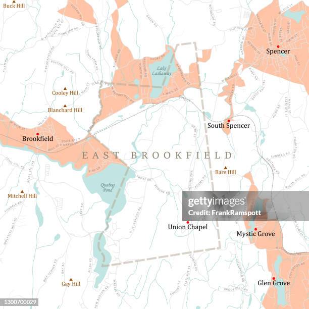 ma worcester east brookfield vector road map - london street map stock illustrations