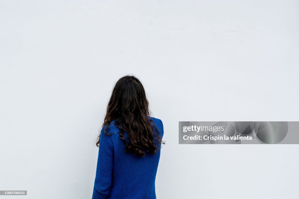 Woman using futuristic digital interface display