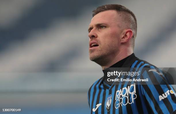 Josip Ilicic of Atalanta BC looks on during the Serie A match between Atalanta BC and Torino FC at Gewiss Stadium on February 06, 2021 in Bergamo,...