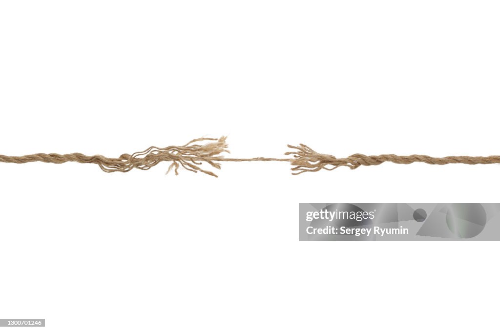 Breaking rope on a white background