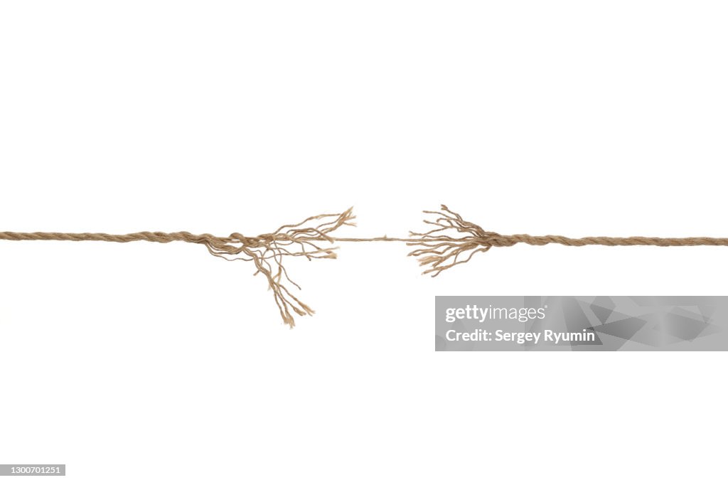 Breaking rope on a white background