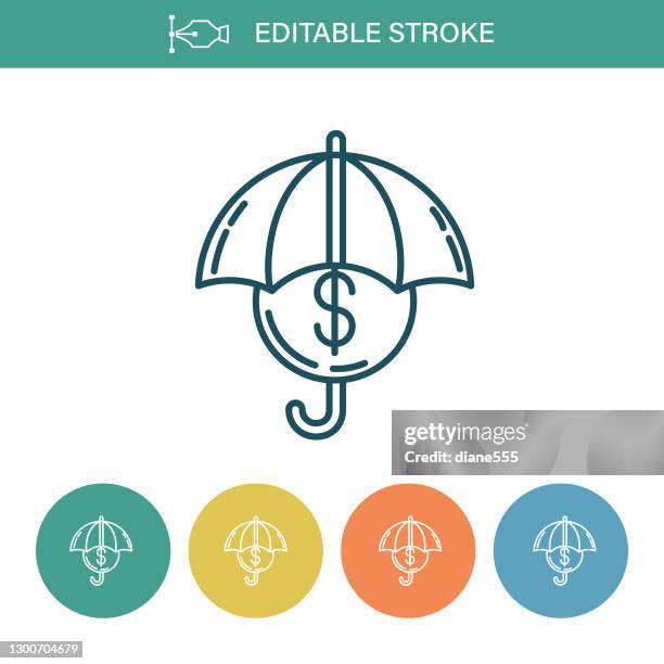 umbrella editable stroke thin line icon - green umbrella stock illustrations