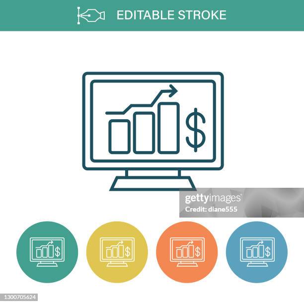 bar chart editable stroke thin line icon - bar graph stock illustrations