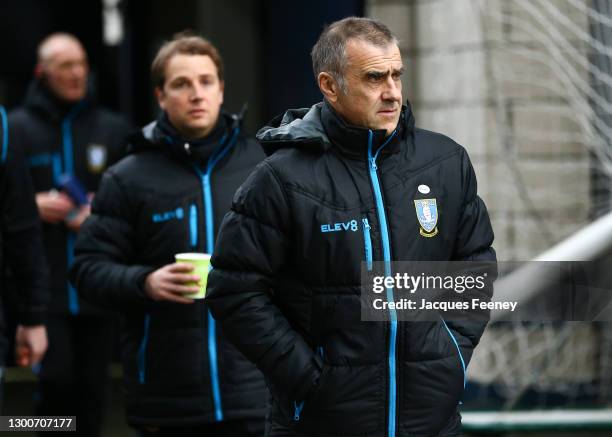 Neil Thompson, Caretaker Manager of Sheffield Wednesday looks on prior to the Sky Bet Championship match between Millwall and Sheffield Wednesday at...
