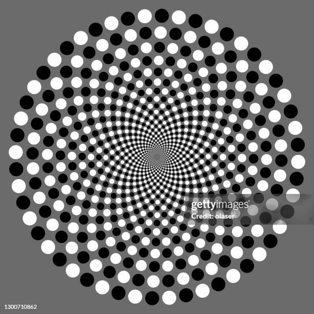 round disk made of checked black and white circles - halftone circle perspective stock illustrations