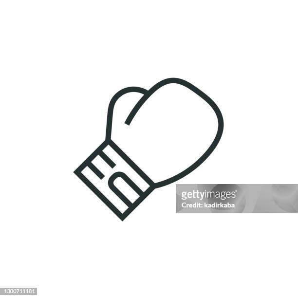 boxing glove line icon - punching stock illustrations