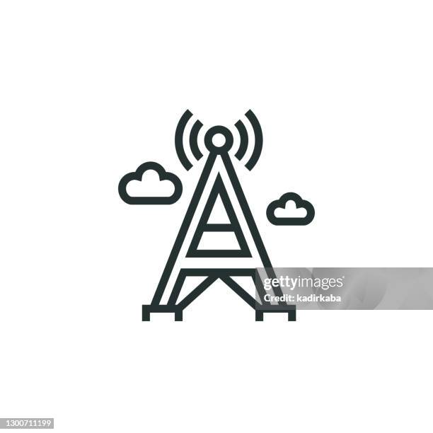 broadcast line icon - tv programming stock illustrations
