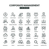 Corporate Management Line Icon Set