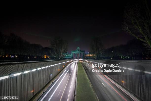 highway tunnel - brussels night stock pictures, royalty-free photos & images