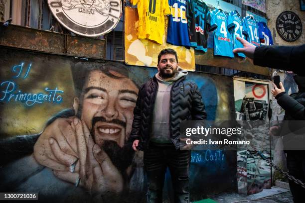 Diego Armando Maradona junior attends the inauguration of late football legend Diego Armando Maradona chapel on February 6, 2021 in Naples, Italy....