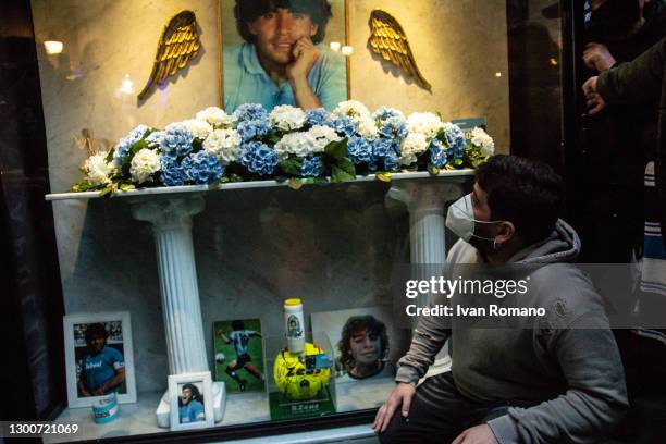 Diego Armando Maradona junior attends the inauguration of late football legend Diego Armando Maradona chapel on February 6, 2021 in Naples, Italy....