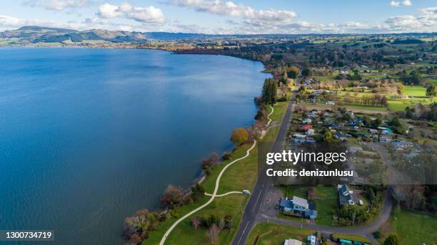 new zealand aerial view - rotorua stock pictures, royalty-free photos & images
