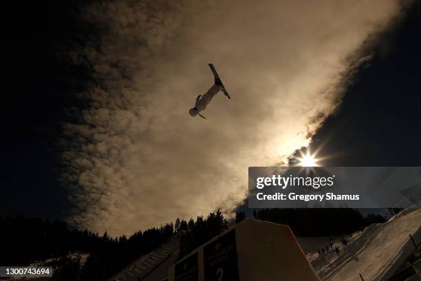 Danielle Scott of Australia during a training run for the Woman's Aerial Finals during the 2021 Intermountain Healthcare Freestyle International Ski...