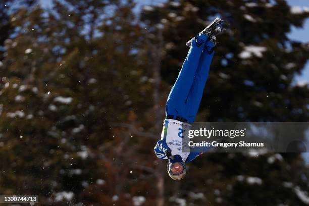 Winter Vinecki of the United States during her jump in the Woman's Aerials Finals during the 2021 Intermountain Healthcare Freestyle International...