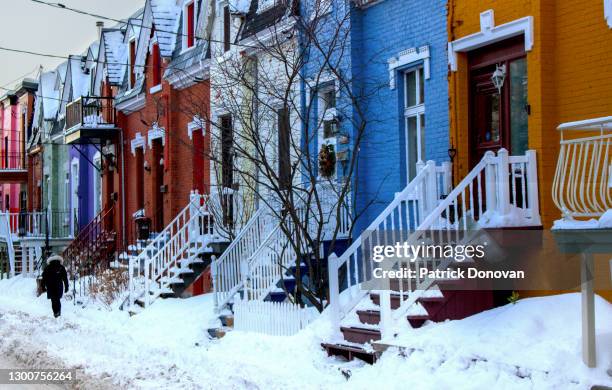 plateau mont-royal, montreal, quebec, canada - montreal street stock pictures, royalty-free photos & images