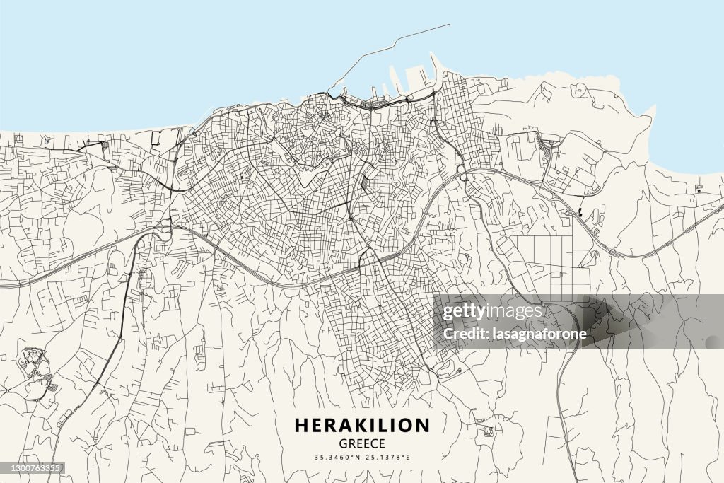 Heraklion, Crete, Greece Vector Map