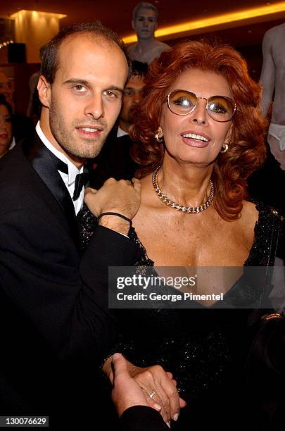 Edoardo Ponti and Sophia Loren during 2002 Toronto Film Festival - Holt Renfrew Viva Italia Party in Honor of Sophia Loren at Holt Renfrew in...