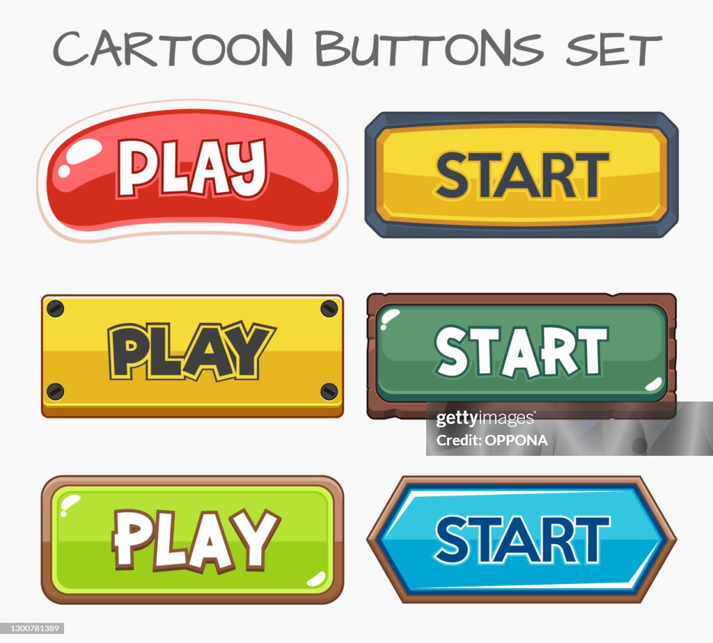 Cartoon Button Set Game Pack Gui Element For Mobile Gamecartoon Buttons ...