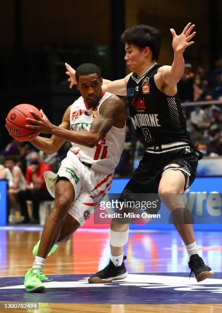 Bryce Cotton of the Wildcats dribbles the ball during the round four NBL match between Melbourne United and the Perth Wildcats at Bendigo Stadium, on...