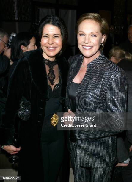 Maria Conchita Alonso and Julie Andrews during Reception for Blake Edwards, Honorary Academy Award Recipient - February 26, 2004 at The Annex,...