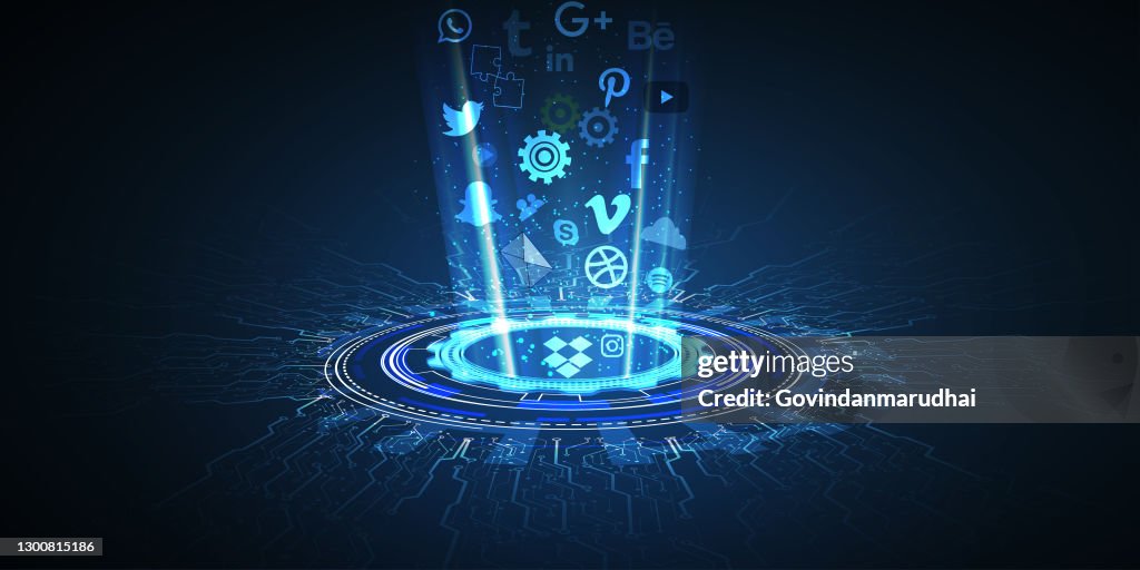 Abstract social network and technology background