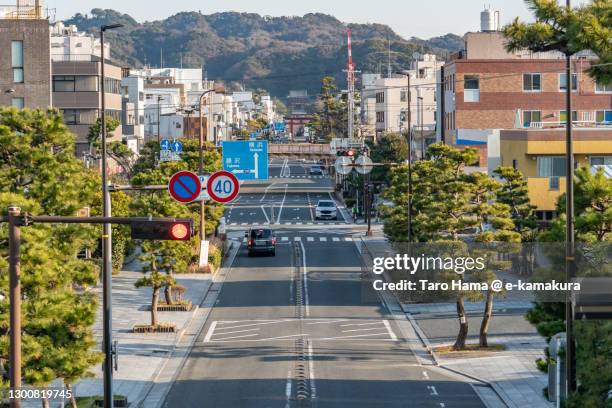 city street in kamakura of kanagawa prefecture of japan - kamakura city stock pictures, royalty-free photos & images