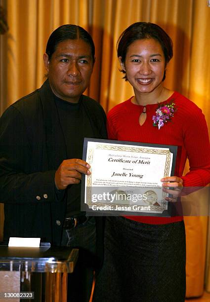 Dionicio Virvez and Janelle "Jill" Young during 11th Annual Student Pre-Oscar Scholarship Luncheon at Peninsula Beverly Hills in Beverly Hills,...