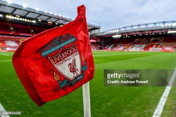 General view of Anfield before the Premier League match between Liverpool and Manchester City at Anfield on February 07, 2021 in Liverpool, England....