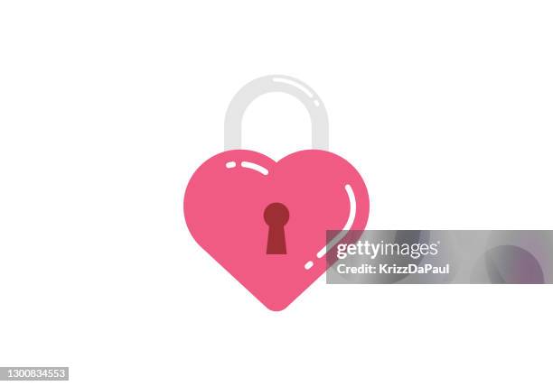 stockillustraties, clipart, cartoons en iconen met hartslot - op slot doen