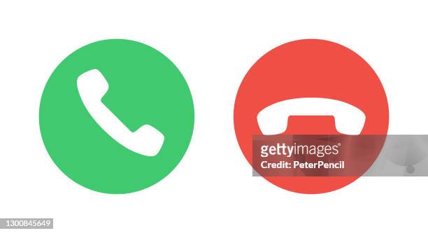call icons. phone dial symbols. answer and decline. green and red. yes and no. vector illustration - the end stock illustrations
