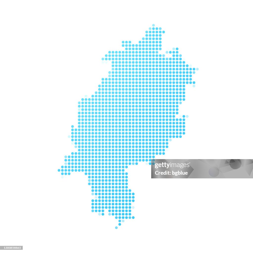 Hesse map in blue dots on white background