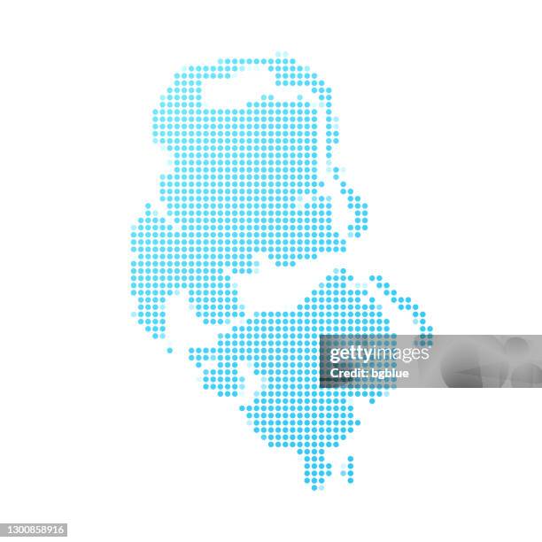 huahine map in blue dots on white background - french polynesia stock illustrations