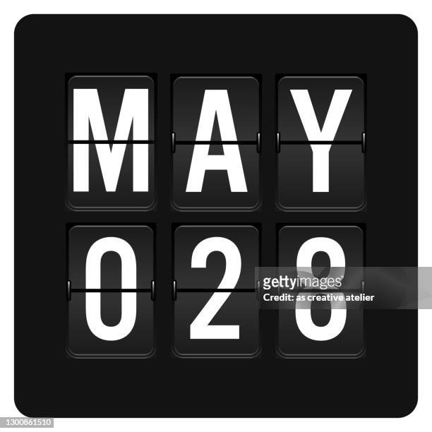 ilustrações de stock, clip art, desenhos animados e ícones de may 28 - daily calendar and black flip scoreboard  digital timer with date - maio