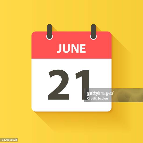 21. juni - tageskalender-ikone im flachen design-stil - 2019 2020 calendar stock-grafiken, -clipart, -cartoons und -symbole